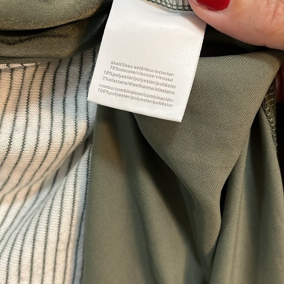 Halston Long Cardigan Sleeveless Open Front Knit Stripe & Green Duster Women L - Picture 4 of 11